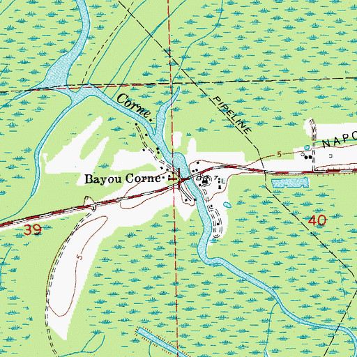 Topographic Map of Bayou Corne, LA
