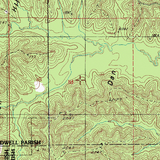 Topographic Map of Bayou Dan Hills, LA