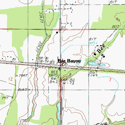 Topographic Map of Bee Bayou, LA