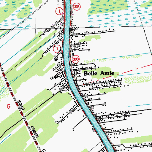 Topographic Map of Belle Amie, LA