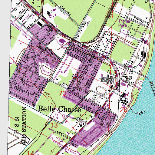 Topographic Map of Belle Chasse, LA