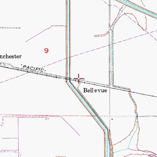 Topographic Map of Bellevue, LA