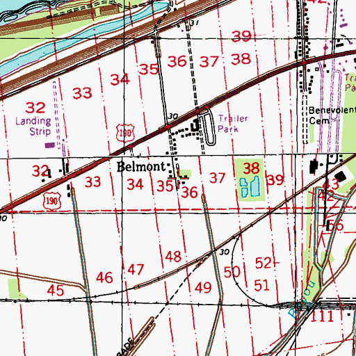 Topographic Map of Belmont, LA