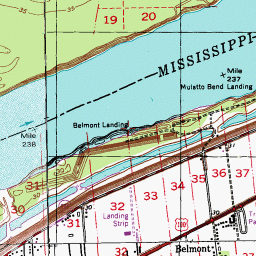 Topographic Map of Belmont Landing, LA