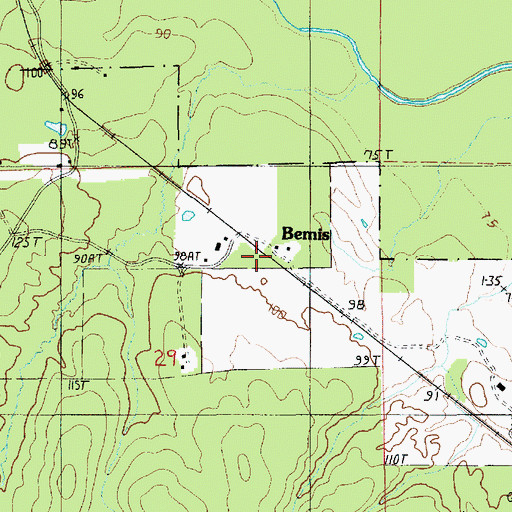 Topographic Map of Bemis, LA