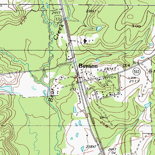 Topographic Map of Benson, LA
