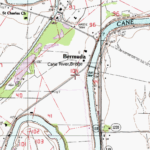 Topographic Map of Bermuda, LA
