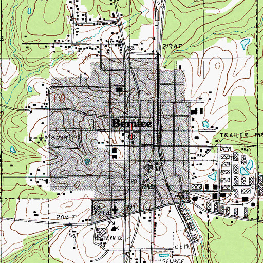 Topographic Map of Bernice, LA