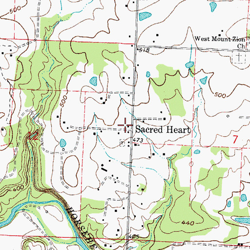 Topographic Map of Sacred Heart, AR
