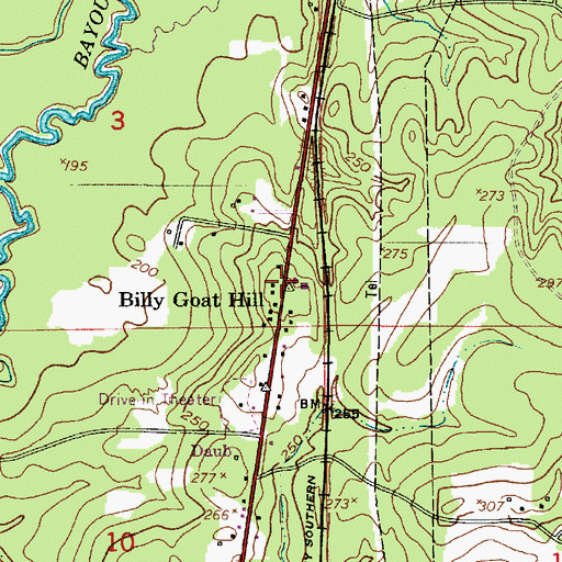 Topographic Map of Billy Goat Hill, LA