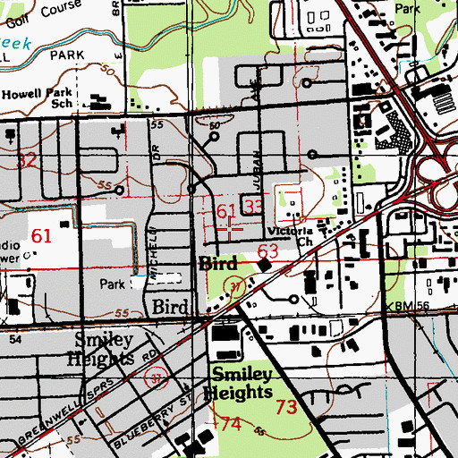 Topographic Map of Bird, LA
