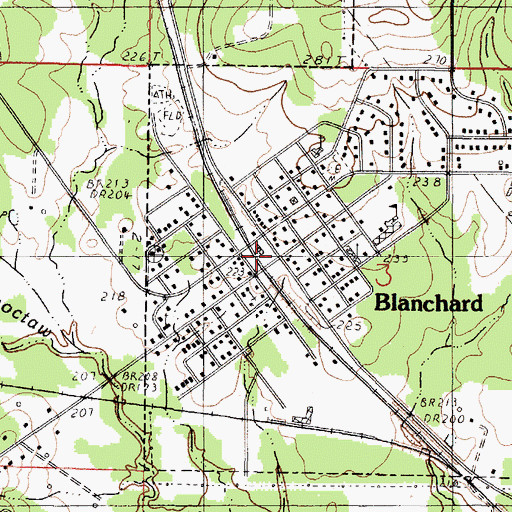 Topographic Map of Blanchard, LA