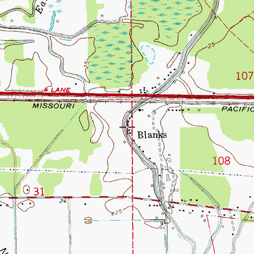 Topographic Map of Blanks, LA