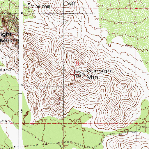 Topographic Map of Gunsight Mountain, AZ