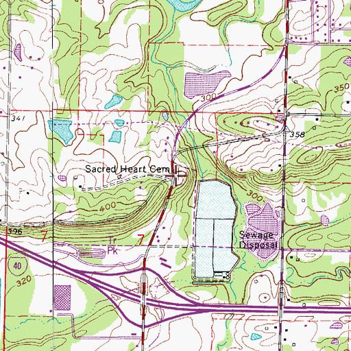 Topographic Map of Sacred Heart Cemetery, AR