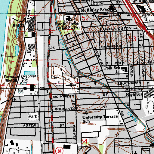Topographic Map of Blundon School (historical), LA