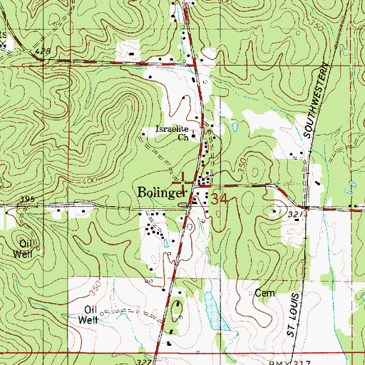 Topographic Map of Bolinger, LA