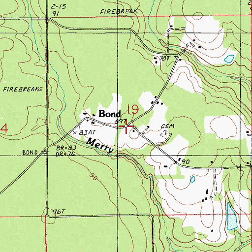 Topographic Map of Bond, LA