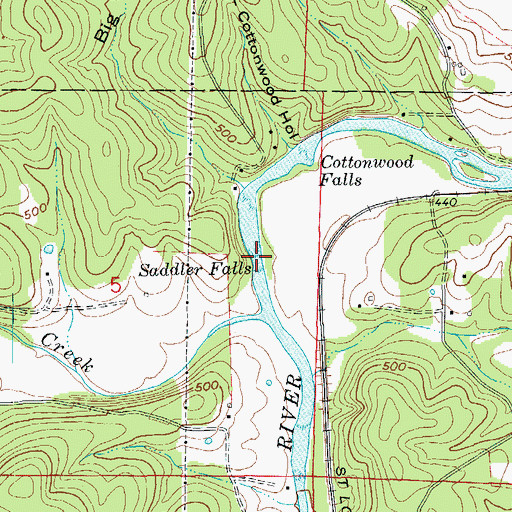 Topographic Map of Saddler Falls, AR