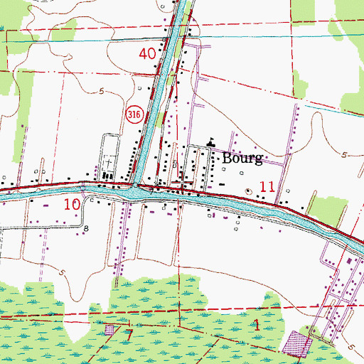 Topographic Map of Bourg, LA