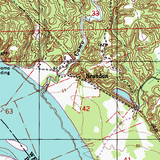 Topographic Map of Brandon, LA