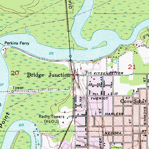 Topographic Map of Bridge Junction, LA