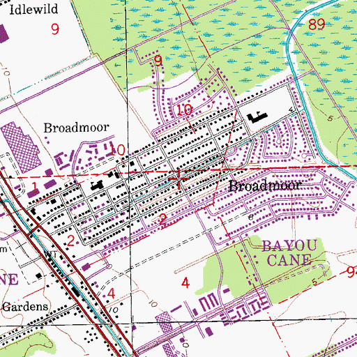 Topographic Map of Broadmoor, LA