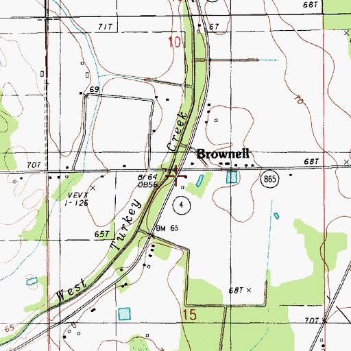 Topographic Map of Brownell, LA