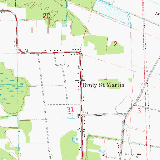 Topographic Map of Bruly Saint Martin, LA