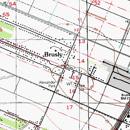 Topographic Map of Brusly, LA