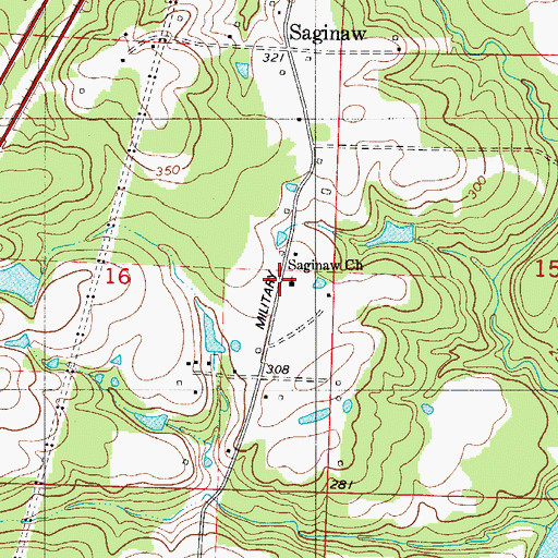 Topographic Map of Saginaw Church, AR