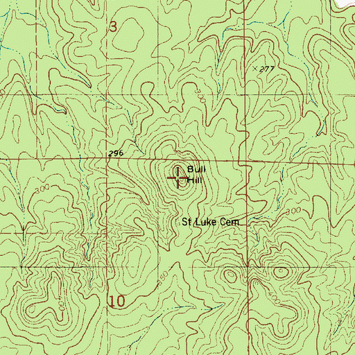 Topographic Map of Bull Hill, LA