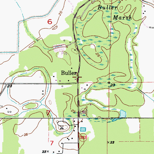 Topographic Map of Buller, LA