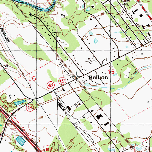 Topographic Map of Bullion, LA