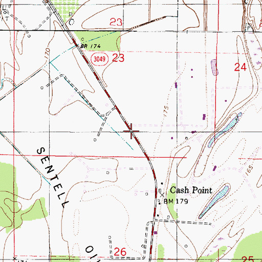 Topographic Map of Cash Point, LA