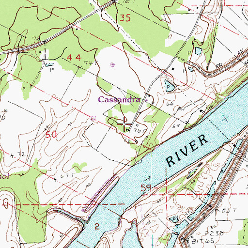 Topographic Map of Cassandra, LA