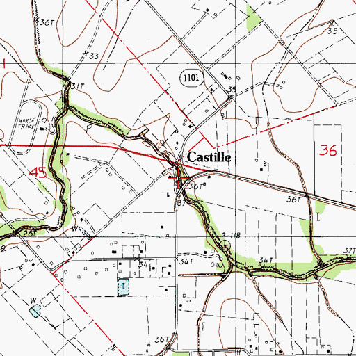 Topographic Map of Castille, LA