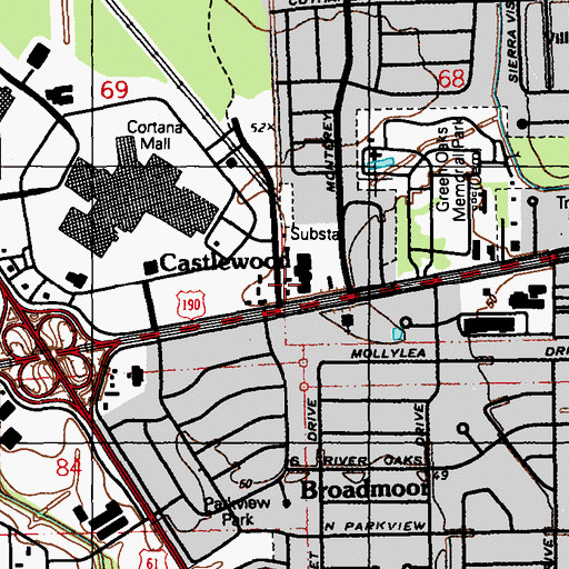 Topographic Map of Castlewood, LA