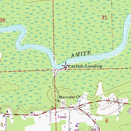 Topographic Map of Catfish Landing, LA