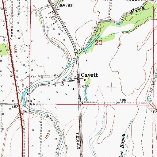 Topographic Map of Cavett, LA