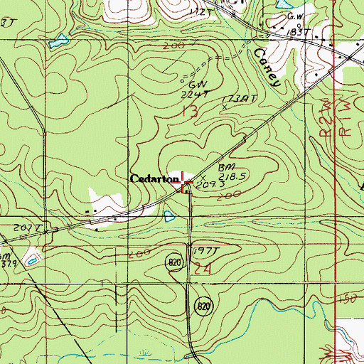 Topographic Map of Cedarton, LA