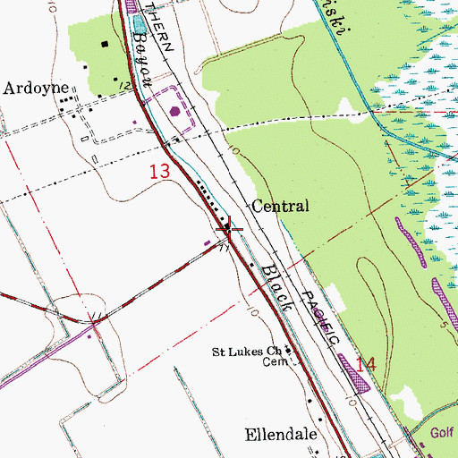 Topographic Map of Central, LA