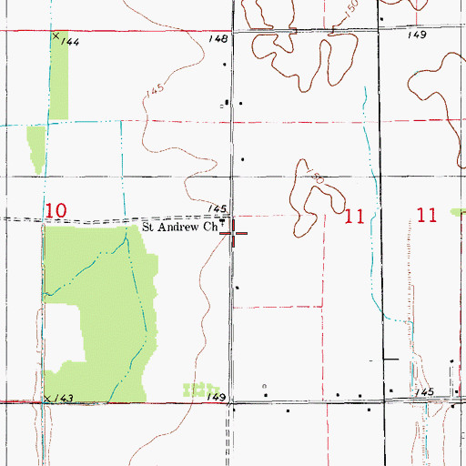 Topographic Map of Saint Andrew Church, AR