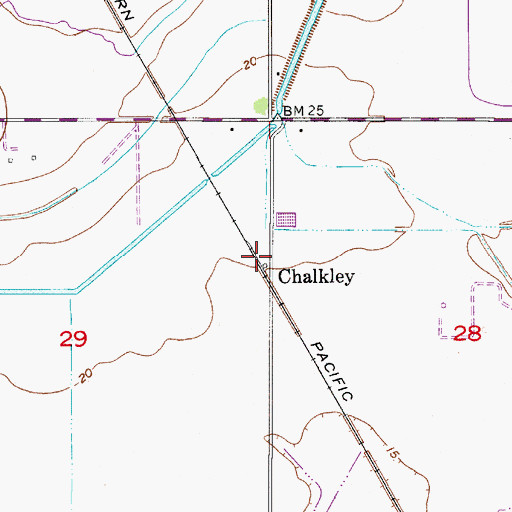 Topographic Map of Chalkley, LA