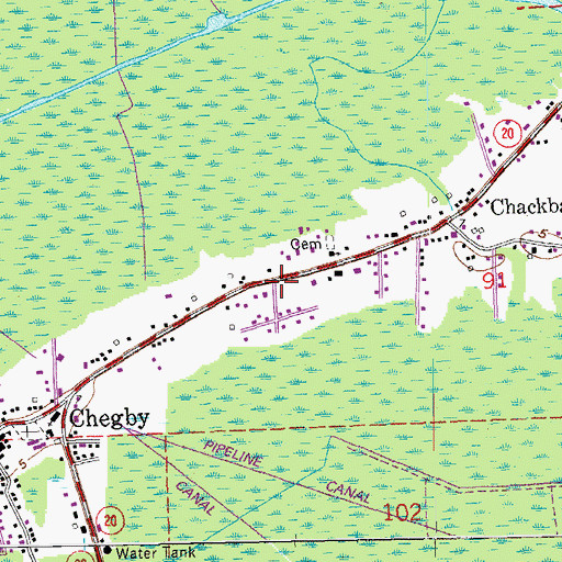 Topographic Map of Chackbay, LA