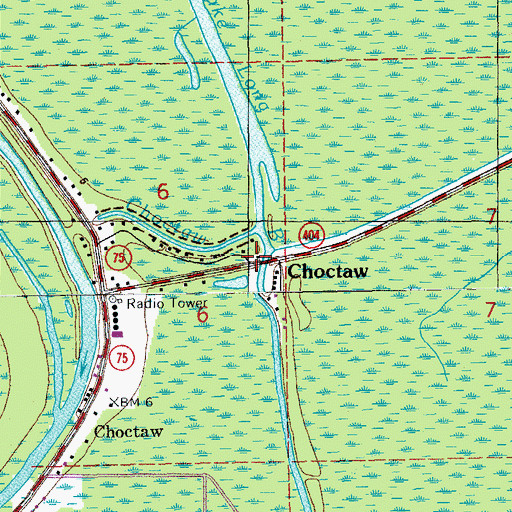 Topographic Map of Choctaw, LA