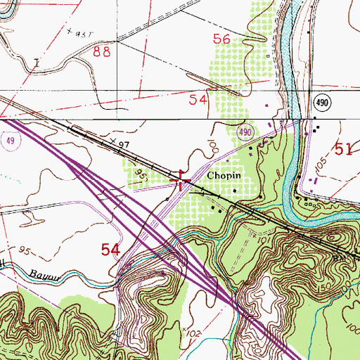 Topographic Map of Chopin, LA