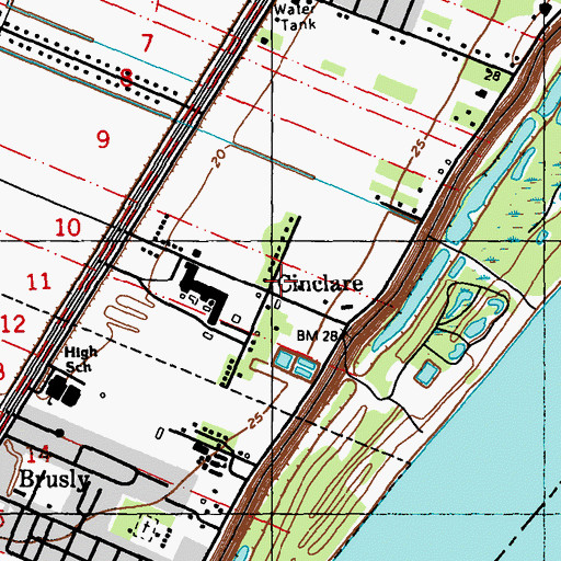 Topographic Map of Cinclare, LA
