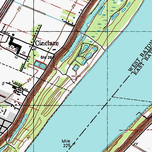 Topographic Map of Cinclare Landing (historical), LA