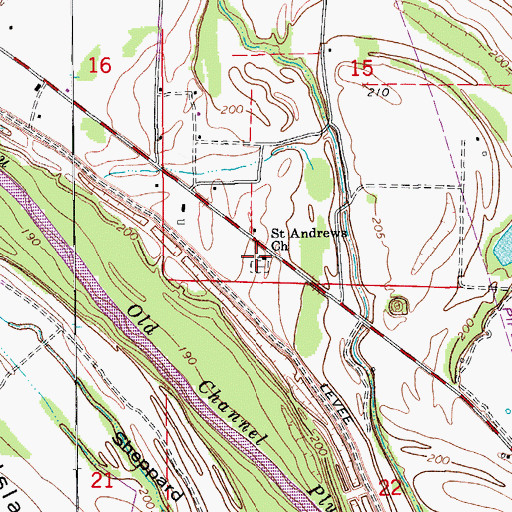 Topographic Map of Saint Andrews Church, AR